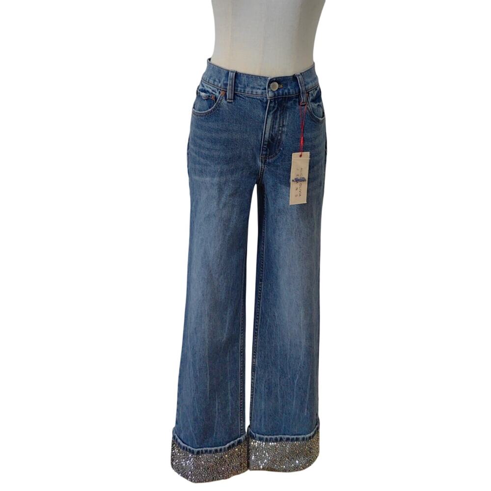 Alice + Olivia Weezy Embellished-Cuff Jeans 27 - Picture 5 of 11